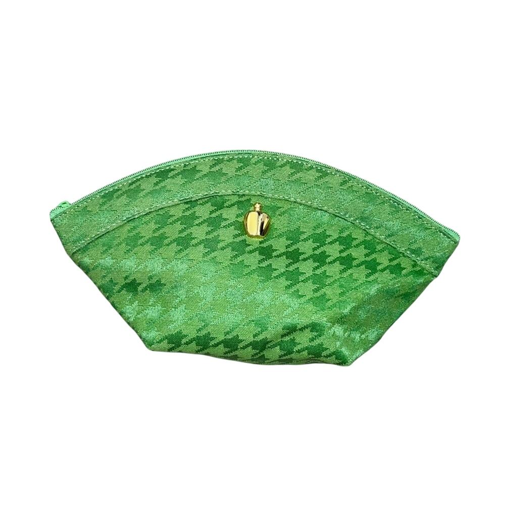 Christian Dior 90’s Green Poison Houndstooth Makeup Bag Cosmetic Case Clutch
